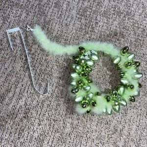 Green Beaded Garland with Fluffy Accents